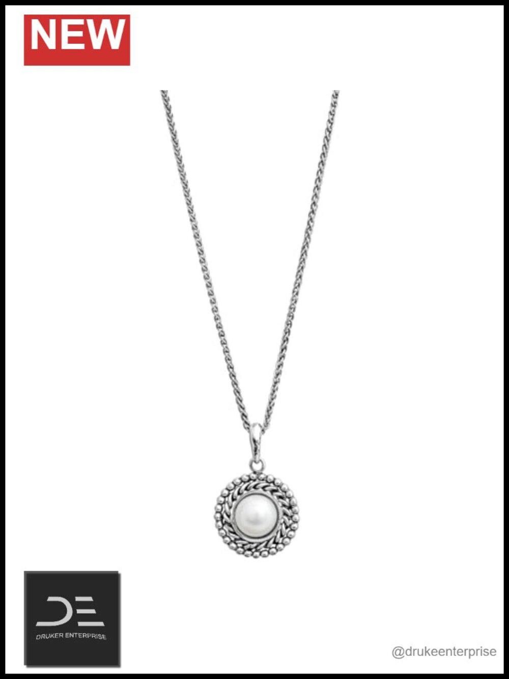 925 Sterling Silver Pendant Necklace with Freshwater Pearl Artisan Handcrafted